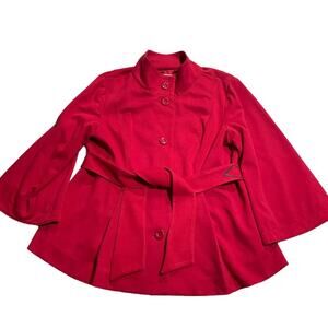 Simply Chloe Dao Jacket Belted Button Boxy Blazer Women's Size Medium Red